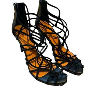 H&M black leather strappy 3.5” heels. EU39